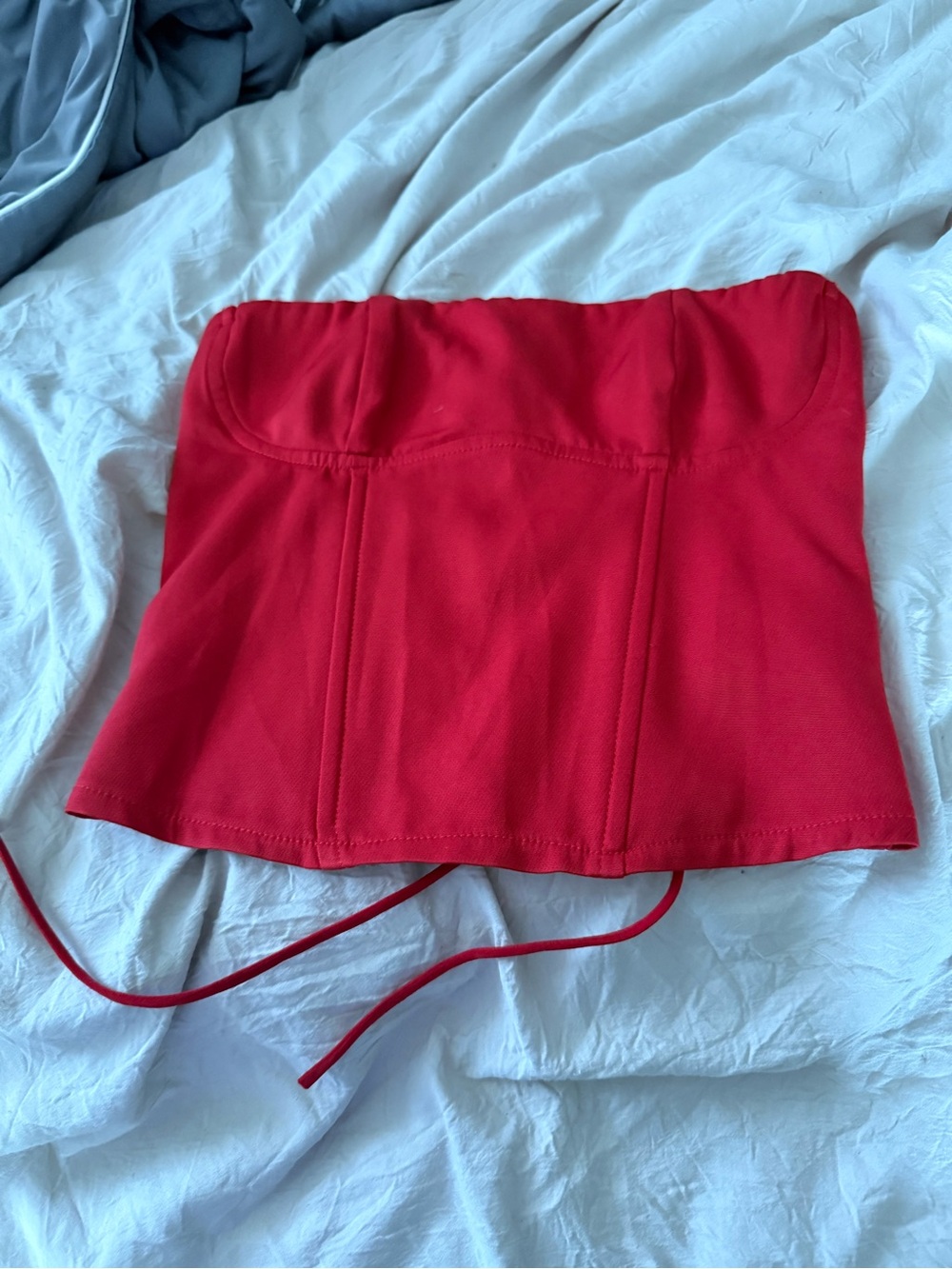 Edikted Strapless Red Bustier Crop Top